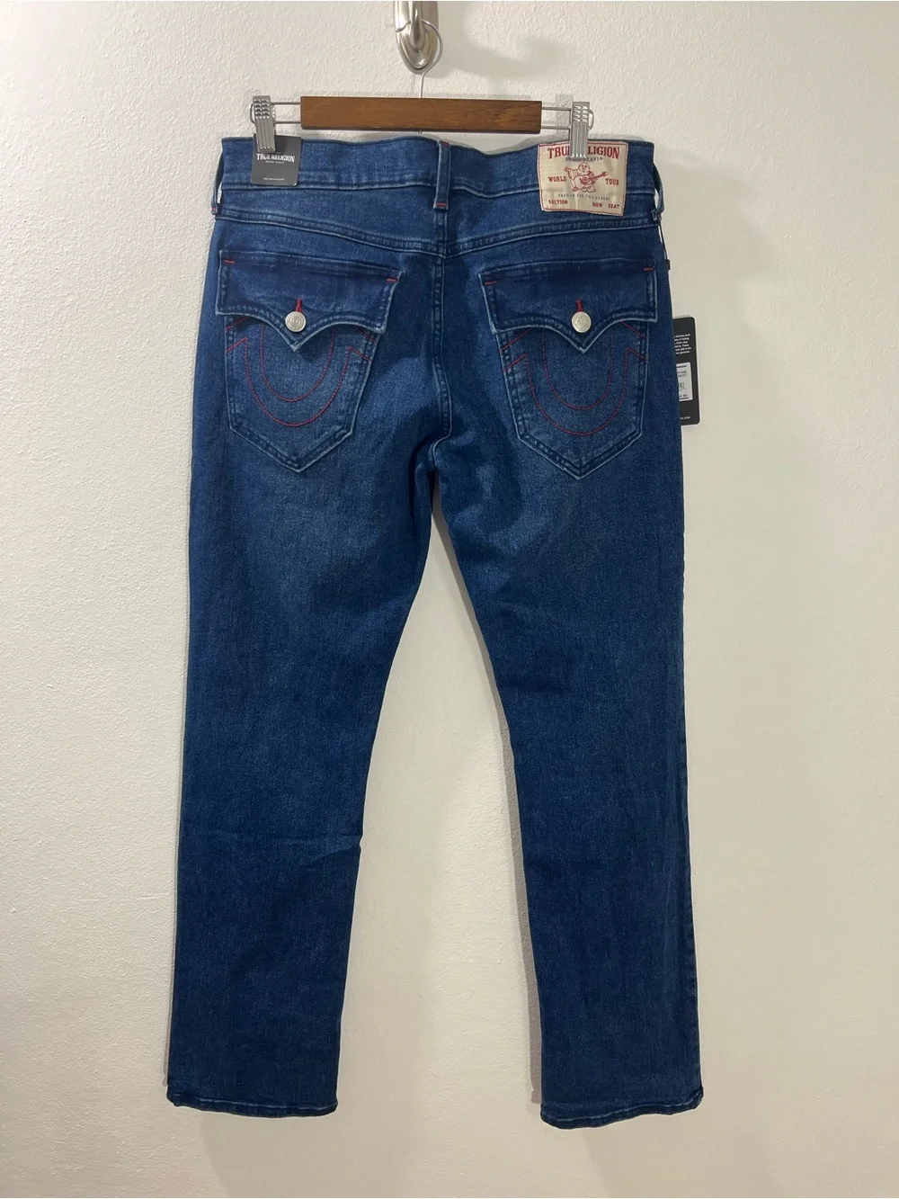 True Religion Ricky SN Flap Straight Jeans Men's 32x34 Dark Shivering Wash NWT